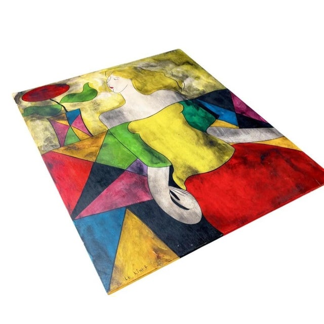 Figurative Linda Le Kinff "Chez Tang" Original Oil on Wood Panel, 1995 For Sale - Image 3 of 7