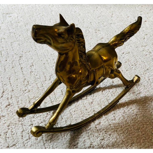 Large 1970s Vintage Statue Brass Rocking Horse For Sale In Denver - Image 6 of 6
