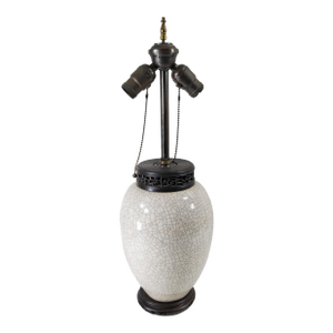 Mid-Century Modern White Crackle Decorative Ge-Yao Type Table Lamp