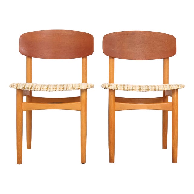 Vintage Model 122 Dining Chairs by Børge Mogensen for Søborg Møbelfabrik, 1950s, Set of 2 For Sale