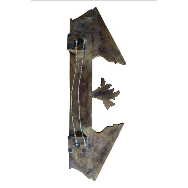 This lovely pediment has been “antiqued” by manufacturer. It is very convincing! The back has everything in place to hang...