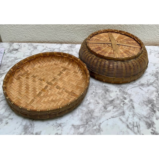 1970s Asian Chinoiserie Decor & Storage Basket For Sale - Image 5 of 9