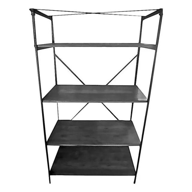 1940s French Iron Display Unit With Four Painted Wood Shelves For Sale - Image 11 of 11
