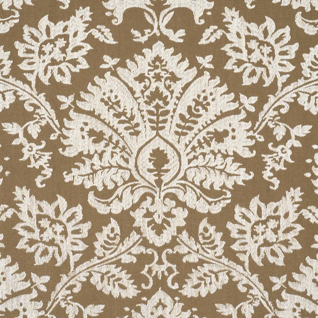 Traditional Schumacher Gianna Embroidery Fabric In Caramel For Sale - Image 3 of 6
