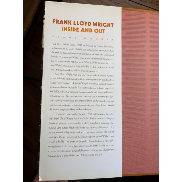 Frank Lloyd Wright Inside and Out Book by Diane Maddex | Architecture Coffee Table Book For Sale - Image 9 of 9