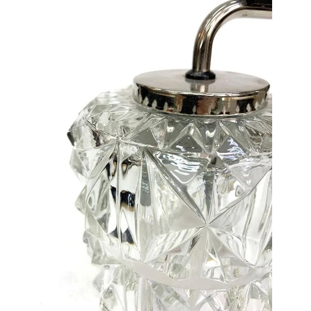 1970s Chiseled Glass Sconce with Nickel Plated and Wooden Accents, 1970s For Sale - Image 5 of 8