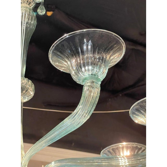 Early 21st Century Modern Murano Glass 8 Light Chandelier in Fontana Green For Sale - Image 5 of 7