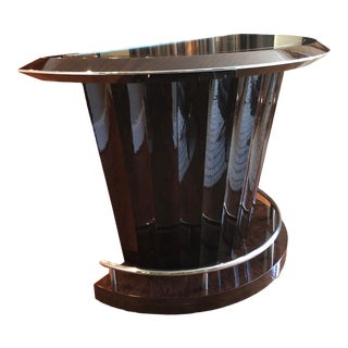 Italian Half Round Dry Bar Piano Finished Walnut Bar Cabinet For Sale