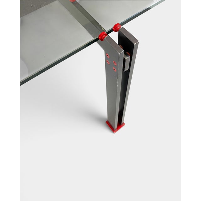 Modern Postmodern Italian Coffee Table in Glass and Metal, Italy, 1980s For Sale - Image 3 of 7