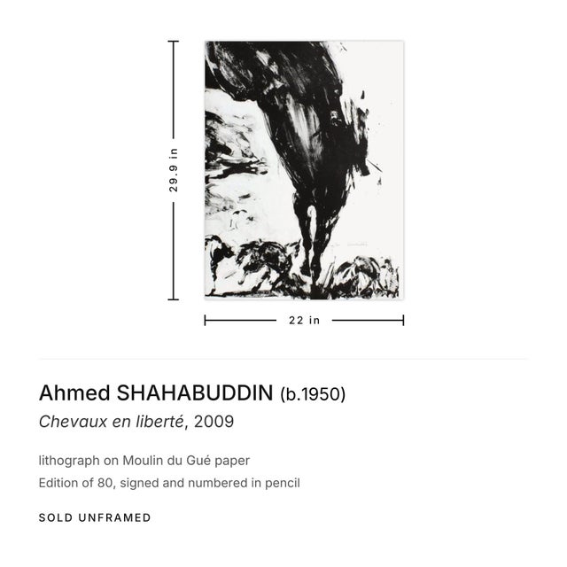 Contemporary 2009 Ahmed Shahabuddin Chevaux en Liberté Signed Lithograph For Sale - Image 3 of 3