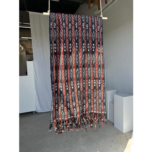 Indonesian Traditional Red, Black, Yellow & Blue Ikat Fabric For Sale - Image 3 of 18
