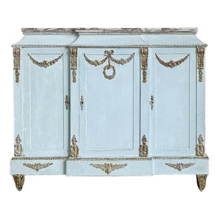 Vintage Neoclassical Gilt Tipped Cabinet With Scagliola Top For Sale