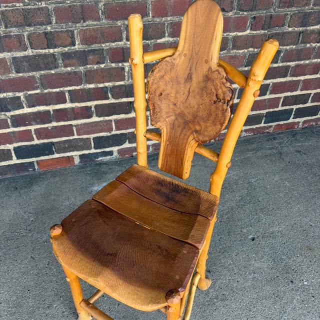 Camel Set of 4 Adirondack Rustics Studio Handmade Live Edge Barstools Multi Wood For Sale - Image 8 of 12