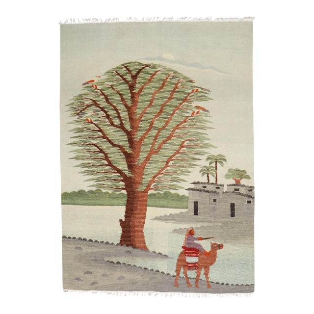 Late 20th Century Zabihi Collection Scenic Pictorial Turkish Kilim - 3'3" x 4'5" For Sale