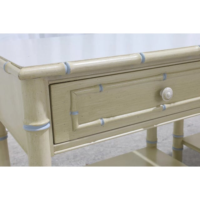 Wood Mid 20th Century Hollywood Regency Bamboo Like End Tables - Pair For Sale - Image 7 of 9