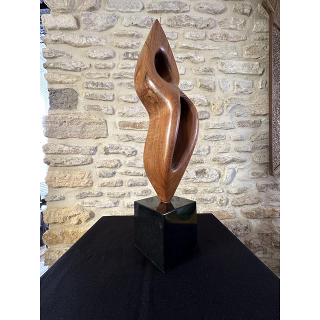 Large Freeform Sculpture, 1960s, Wood on Marble Base For Sale - Image 4 of 11
