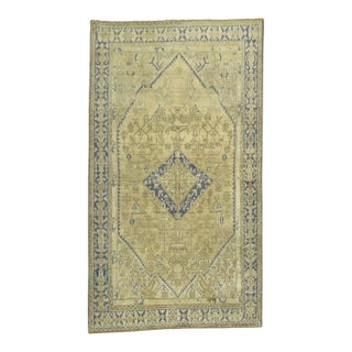 Early 20th Century Blue Taupe Turkish Rug - 4'6" x 6'10" For Sale