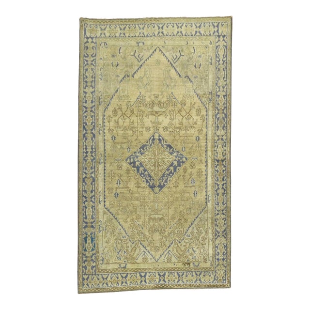 Early 20th Century Blue Taupe Turkish Rug - 4'6" x 6'10" For Sale