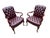 Wood Late 20th Century Pair Red Chesterfield Tufted Leather Gooseneck Library Armchairs For Sale - Image 7 of 15