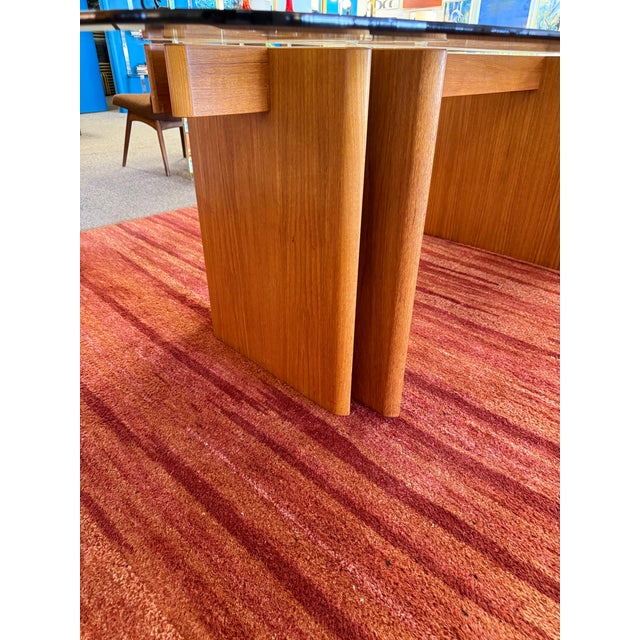 1970s 1970s Danish Modern Teak Glass Top Dining Table by Gustav Gaarde for Trekanten Denmark For Sale - Image 5 of 10