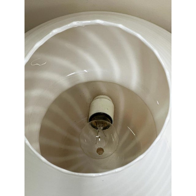 Vintage Italian White Swirl Glass Mushroom Lamp, 1970 For Sale - Image 14 of 16