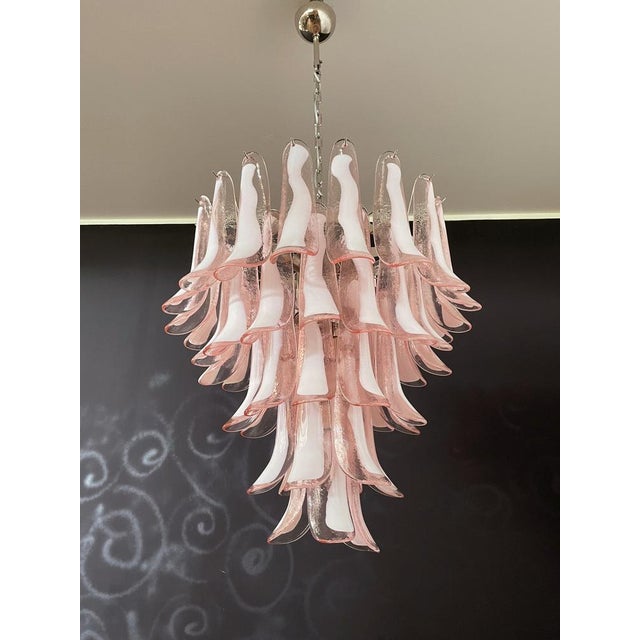 Vintage Italian Murano Chandelier with Pink Glass Petals, 1990s For Sale - Image 13 of 18