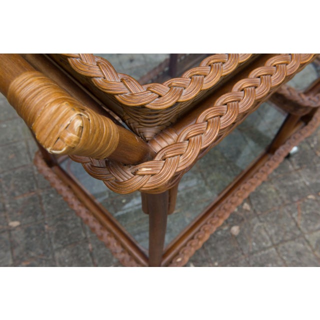 Rattan-Wicker Bar Cart For Sale In New York - Image 6 of 11