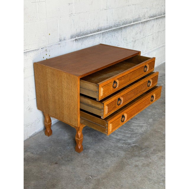 Oak Dresser With 3 Drawers and Black Handles Danish Mid-Century Modern 1960s For Sale - Image 10 of 12