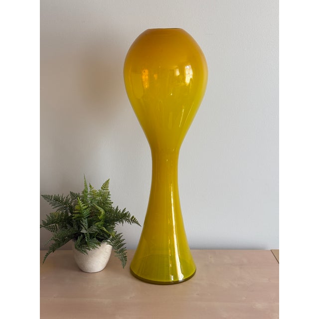 Large Vintage Blenko Jonquil Yellow Floor Vase - Attributed to Wayne Husted For Sale - Image 10 of 10