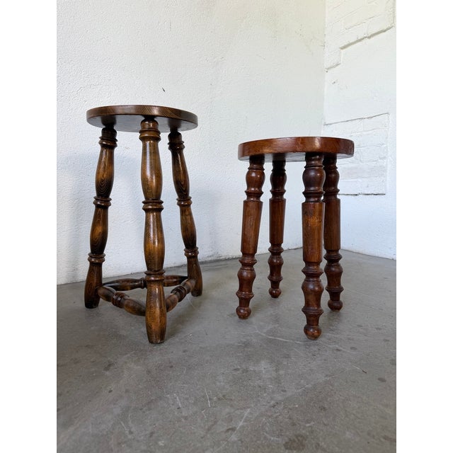 Antique Stools with Turned Legs, 1960s, Set of 2 For Sale - Image 11 of 18
