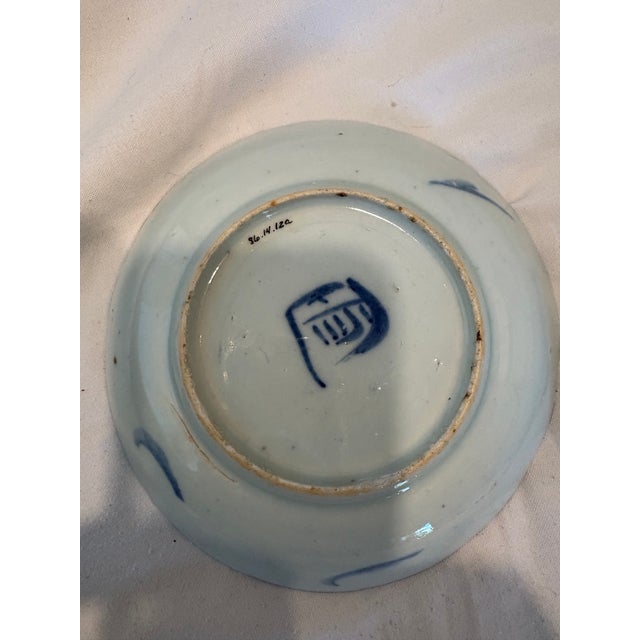 Blue Pair of Antique Chinese Blue and White Porcelain Plates Qing Dynasty, Kanji Era For Sale - Image 8 of 9