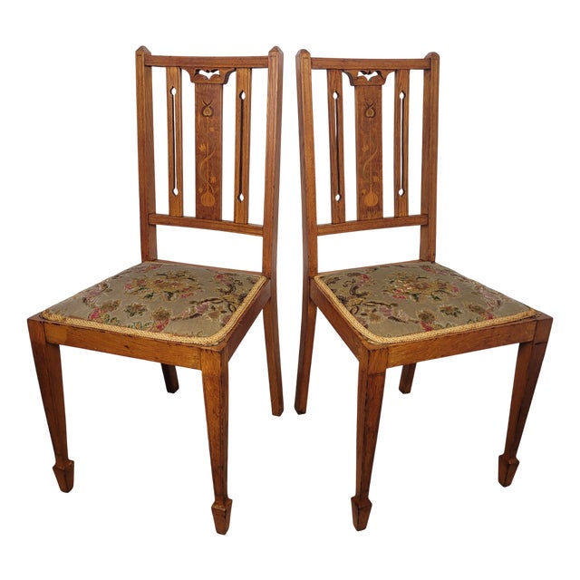 Edwardian Bedroom Chairs in Oak, 1910s, Set of 2 For Sale