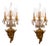Pair of Vintage 19th Century Gold Gilt Bronze Lighted Wall Sconces For Sale