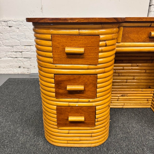 Ritts Co. 1930's Paul Frankl Stacked Rattan Desk For Sale - Image 4 of 17
