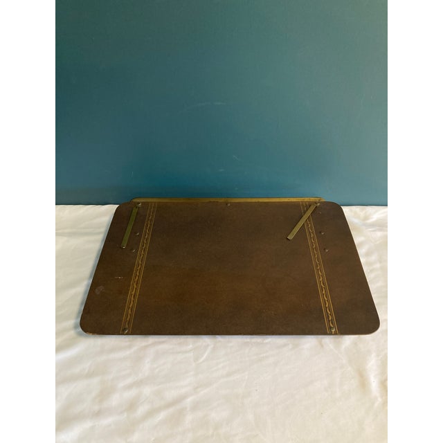 This finely crafted vintage reading stand by Ponten Replogle of Chicago features a tilting lap desk surface with brass...