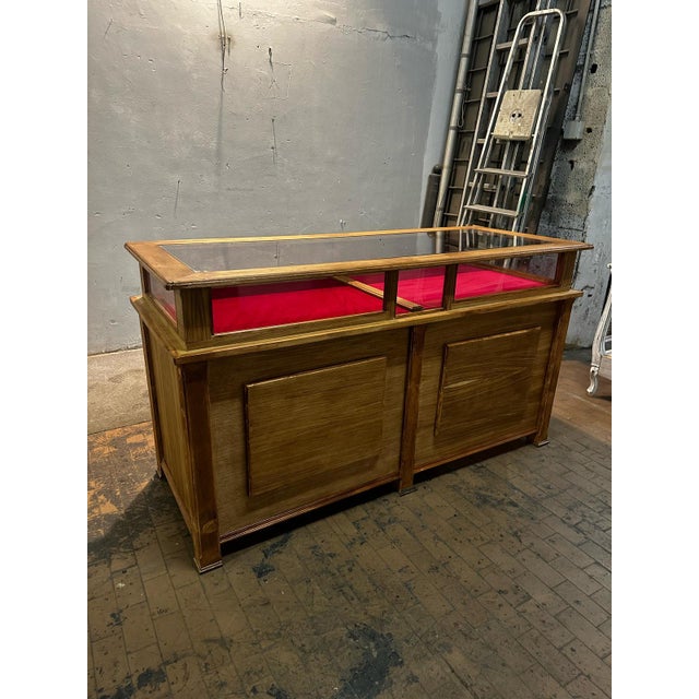 Wood Vintage Display Counter in Oak For Sale - Image 7 of 8