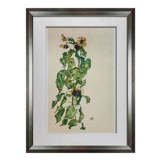 Egon Schiele Lithograph “Sunflowers” Signed #‘Ed Limited W/Frame For Sale