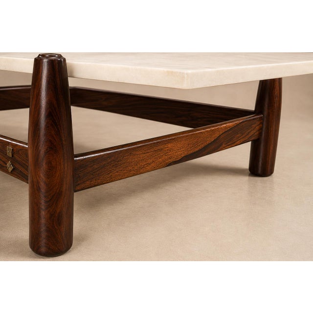 Mid-Century Modern Architectural Brazilian Modern Coffee Table in Rosewood and Marble, Cimo, 1950s For Sale - Image 3 of 18