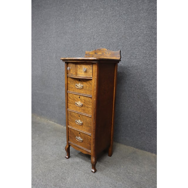 Victorian Quarter Sawn Oak Lingerie Chest For Sale - Image 4 of 9
