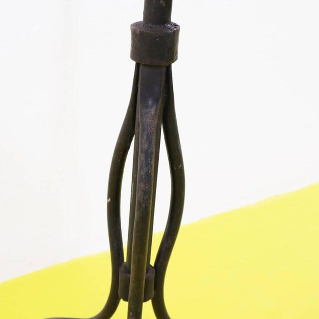 Black Wrought Iron Floor Coat Rack with Brass Knob For Sale - Image 10 of 11
