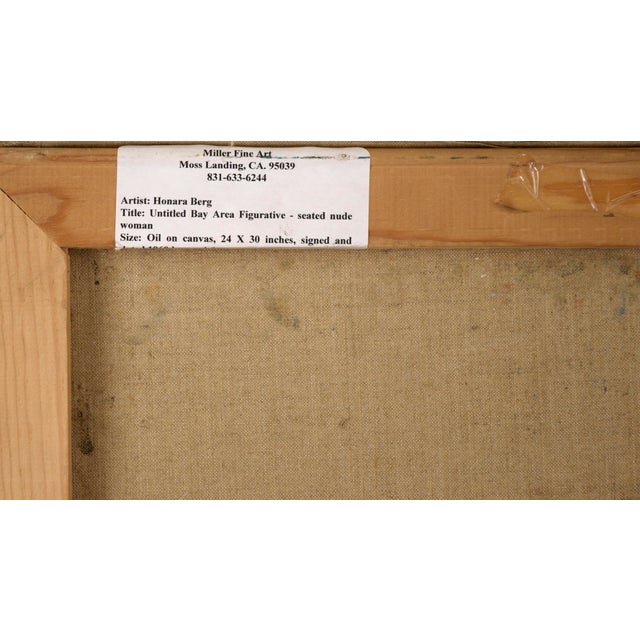 Portrait of Joan Brown Bay Area Abstract Expressionist Seated Nude Oil on Canvas by Honora Berg For Sale - Image 4 of 4