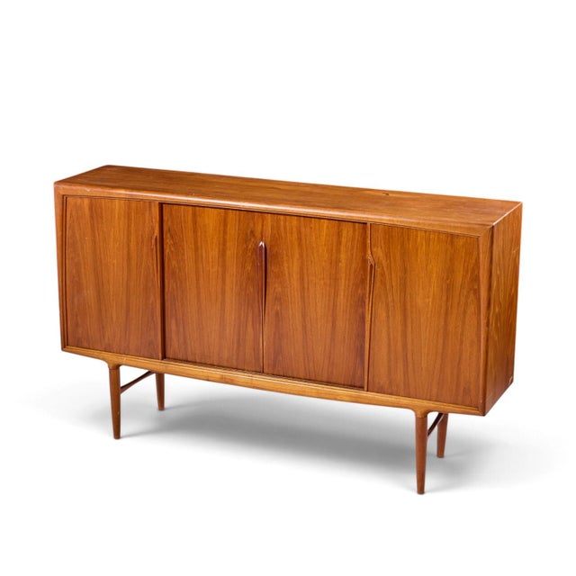Gunni Omann Mid Century Danish Teak High Sliding Door Credenza For Sale - Image 10 of 10