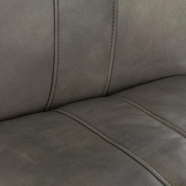 Dusk Grey Leather Counter Stool For Sale In Los Angeles - Image 6 of 9