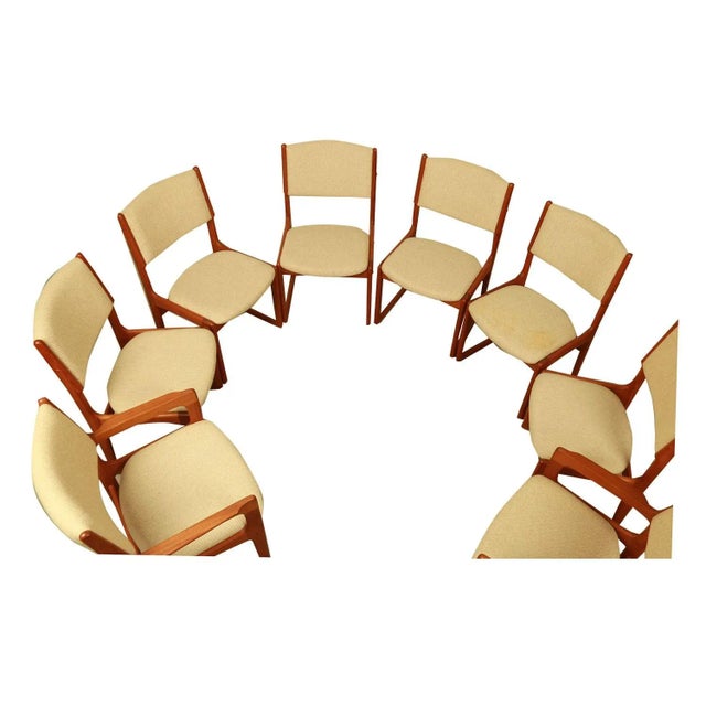 1970s Mid Century Modern Sculpted Teak Chairs Benny Linden - Set of 8 For Sale - Image 11 of 12