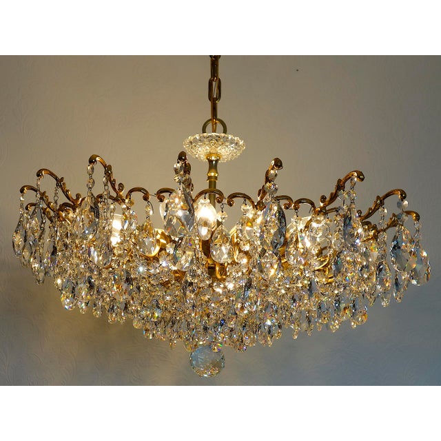 Antique Palwa Brass Lead Crystal Chandelier from Palwa, 1950s For Sale - Image 12 of 17