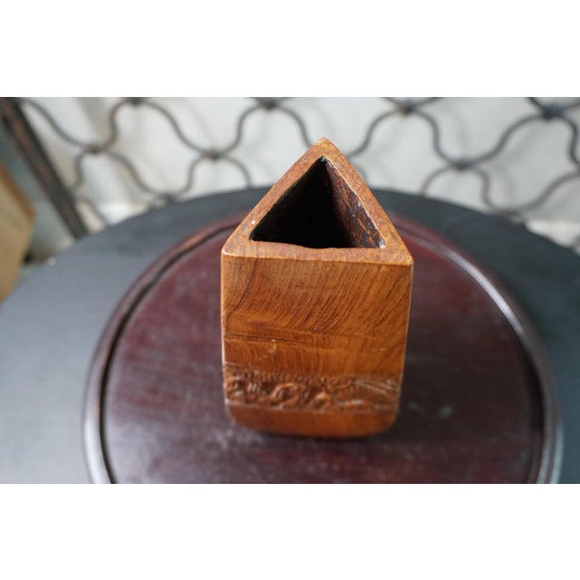 1970s Hand-Carved Asian Hardwood Dragon Vessel For Sale - Image 5 of 5