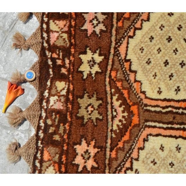 Textile Handmade Turkish Tribal Rug. Neutral Colors Petite Rug - 3'6" X 4'11" For Sale - Image 7 of 12