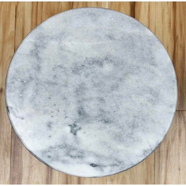 Vintage French Style Round Marble Top Brass Filigree Table For Sale - Image 4 of 6