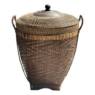 Large Indonesian Brown Basket For Sale