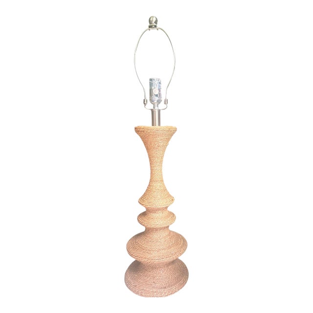 Jute Cord Wrapped Coastal Nautical Table Lamp For Sale